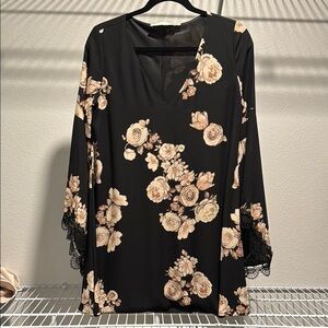 Astr the Label Boho Black and Cream Women's Dress